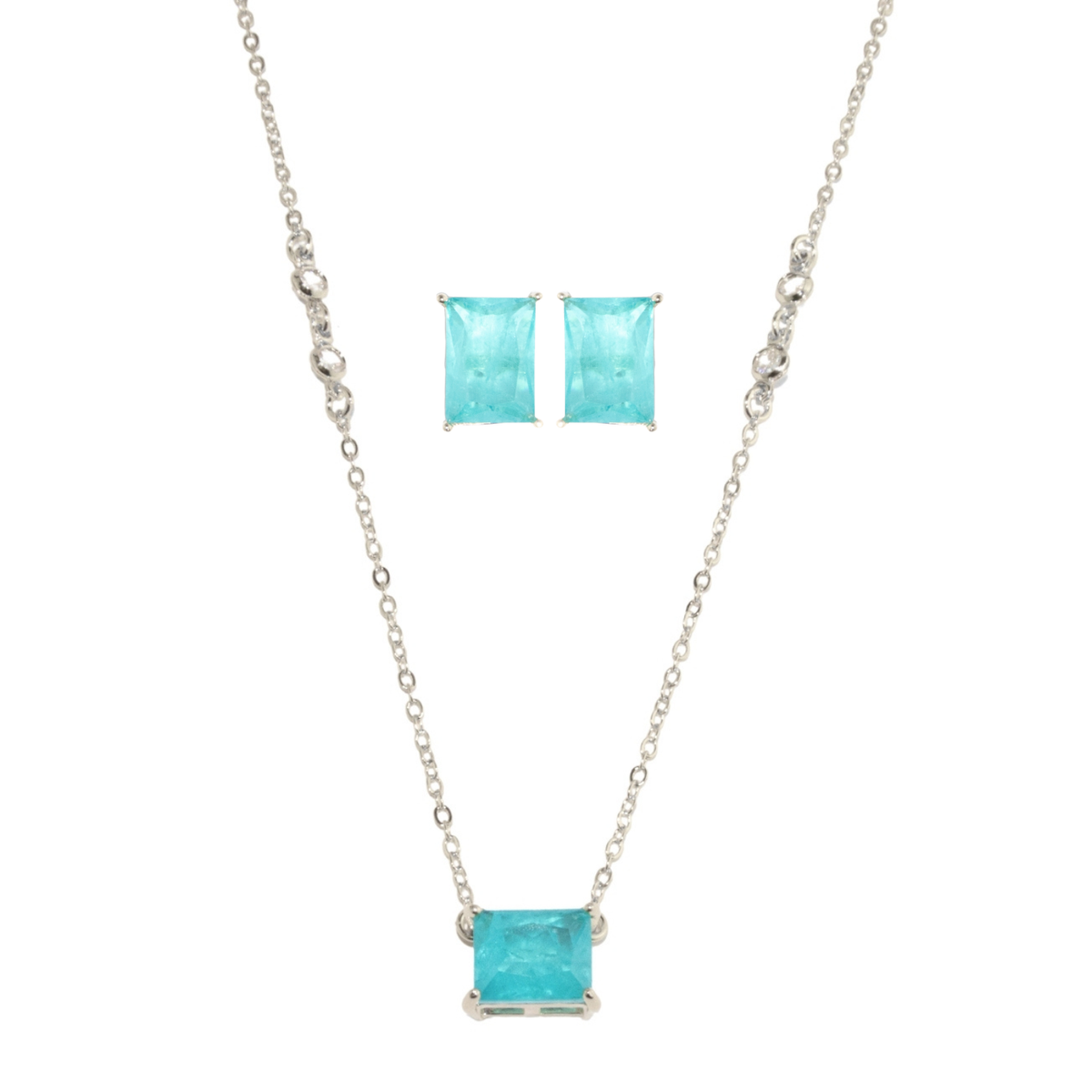 Selena Set: faceted coloured stone necklace and earrings