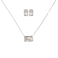 Chloe Set: rectangular zirconia necklace and stud earrings, photo 7 of 17