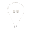 Ana Set: rectangular zirconia stud earrings and Venetian chain necklace