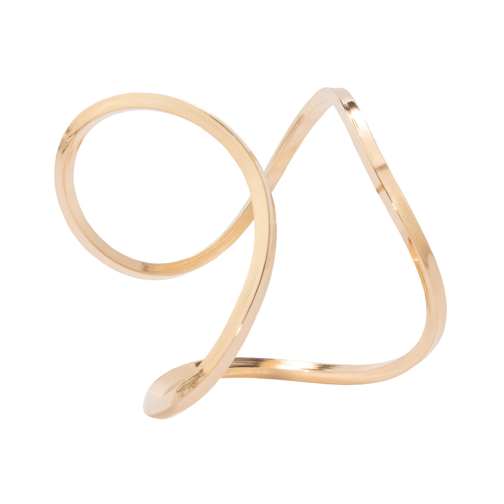 Onda sculptural bangle bracelet in 18k gold plating