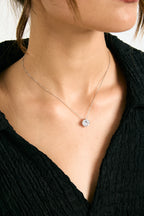 Bella Set: round zirconia solitaire necklace and stud earrings, photo 3 of 3