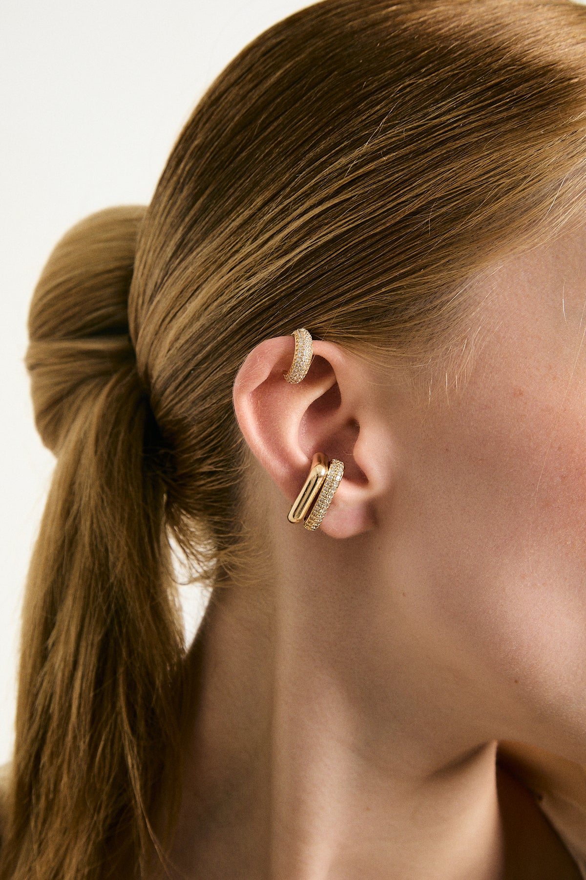 Harmony ear cuff set with zirconia and polished cuffs, no piercing, photo 3 of 9