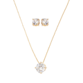 Bella Set: round zirconia solitaire necklace and stud earrings