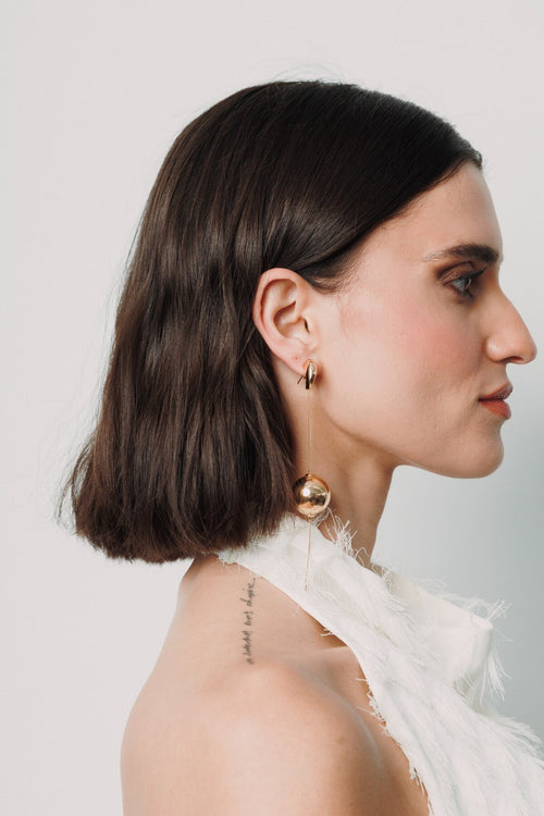 Aura two-in-one sculptural drop earrings in 18k gold plating, photo 2 of 4