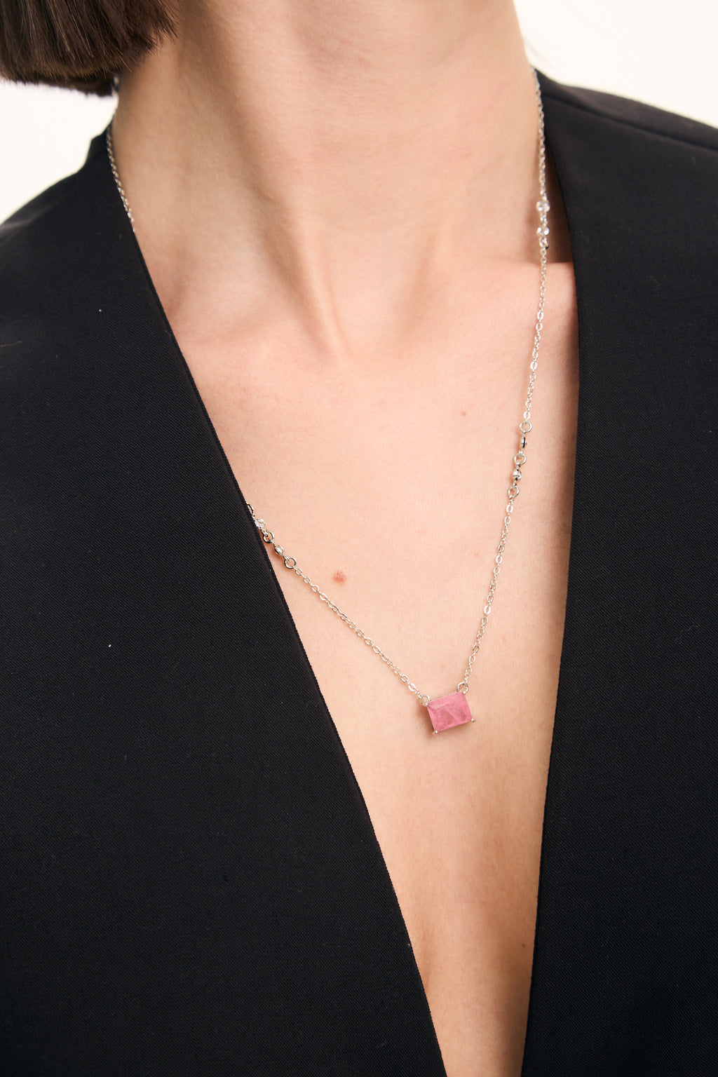 Selena Set: faceted coloured stone necklace and earrings, photo 5 of 9