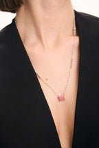 Selena Set: faceted coloured stone necklace and earrings, photo 5 of 9