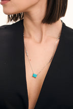 Selena Set: faceted coloured stone necklace and earrings, photo 2 of 9