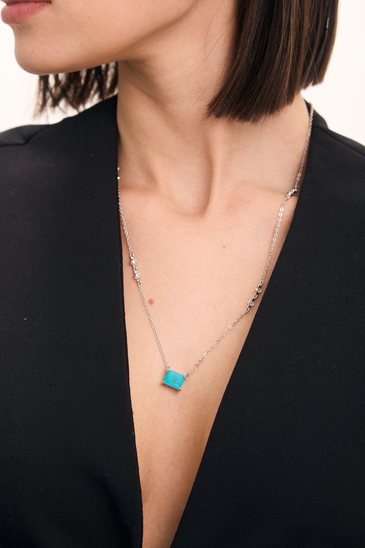 Selena Set: faceted coloured stone necklace and earrings, photo 2 of 9