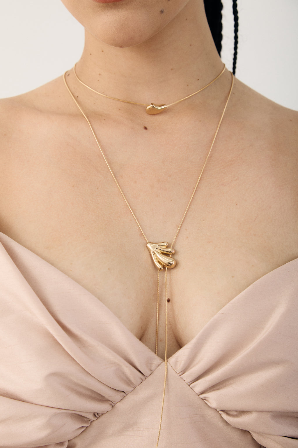 Gaia sculptural statement necklace with drop chains, photo 2 of 8