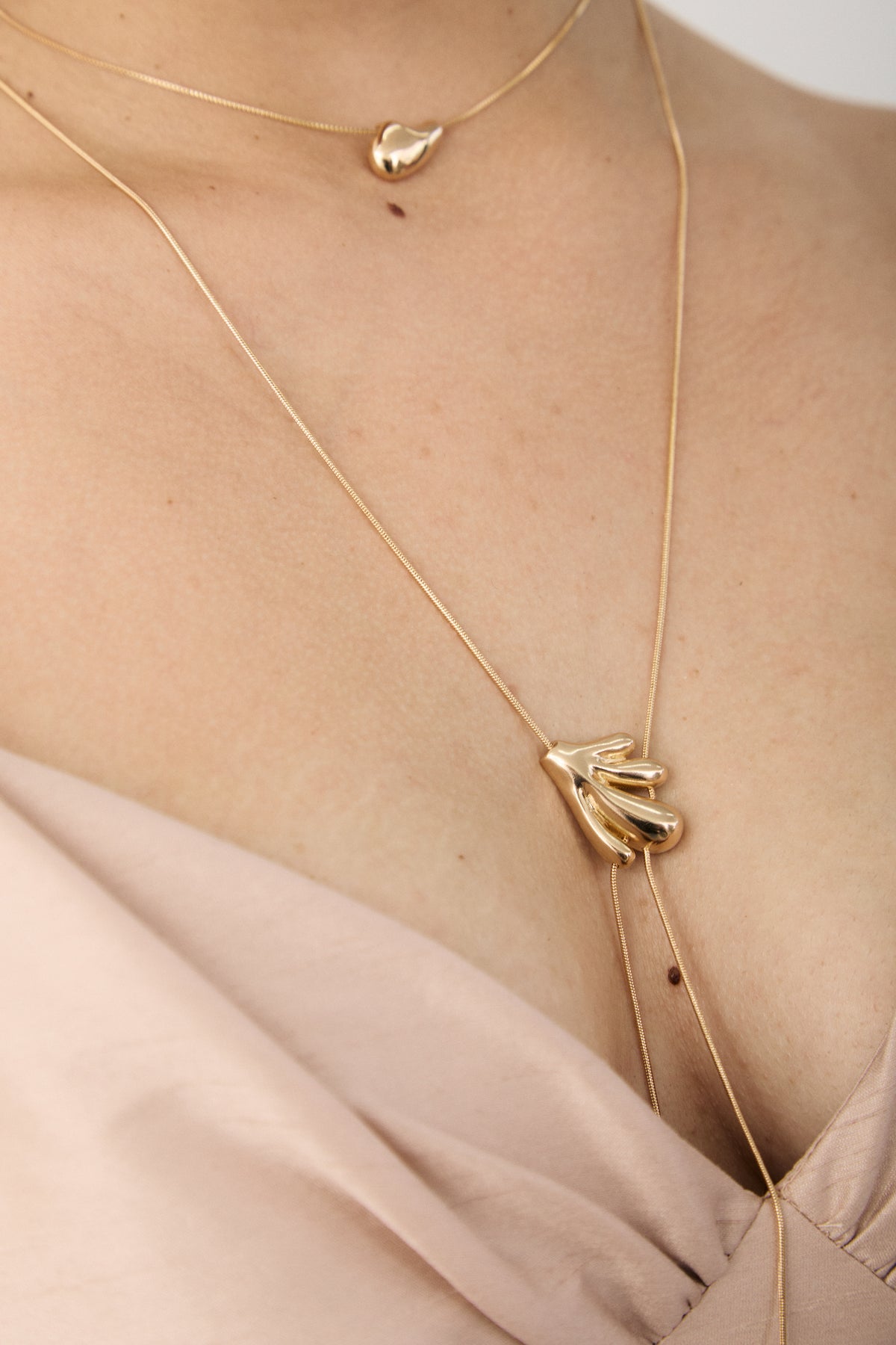 Gaia sculptural statement necklace with drop chains, photo 5 of 8