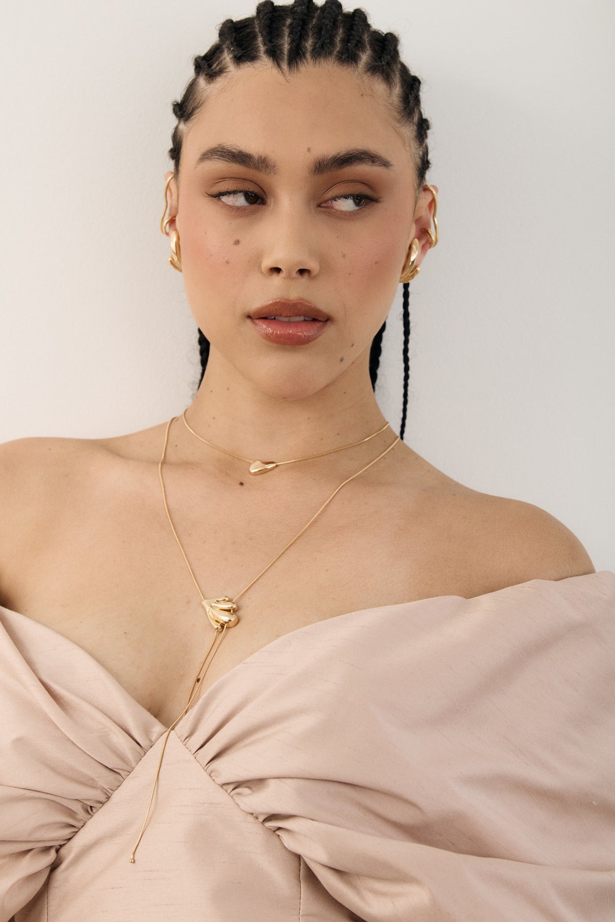 Gaia sculptural statement necklace with drop chains, photo 4 of 8