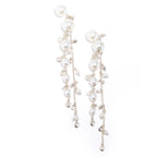 Margot pearl stud earrings with double cascading chains, photo 5 of 20