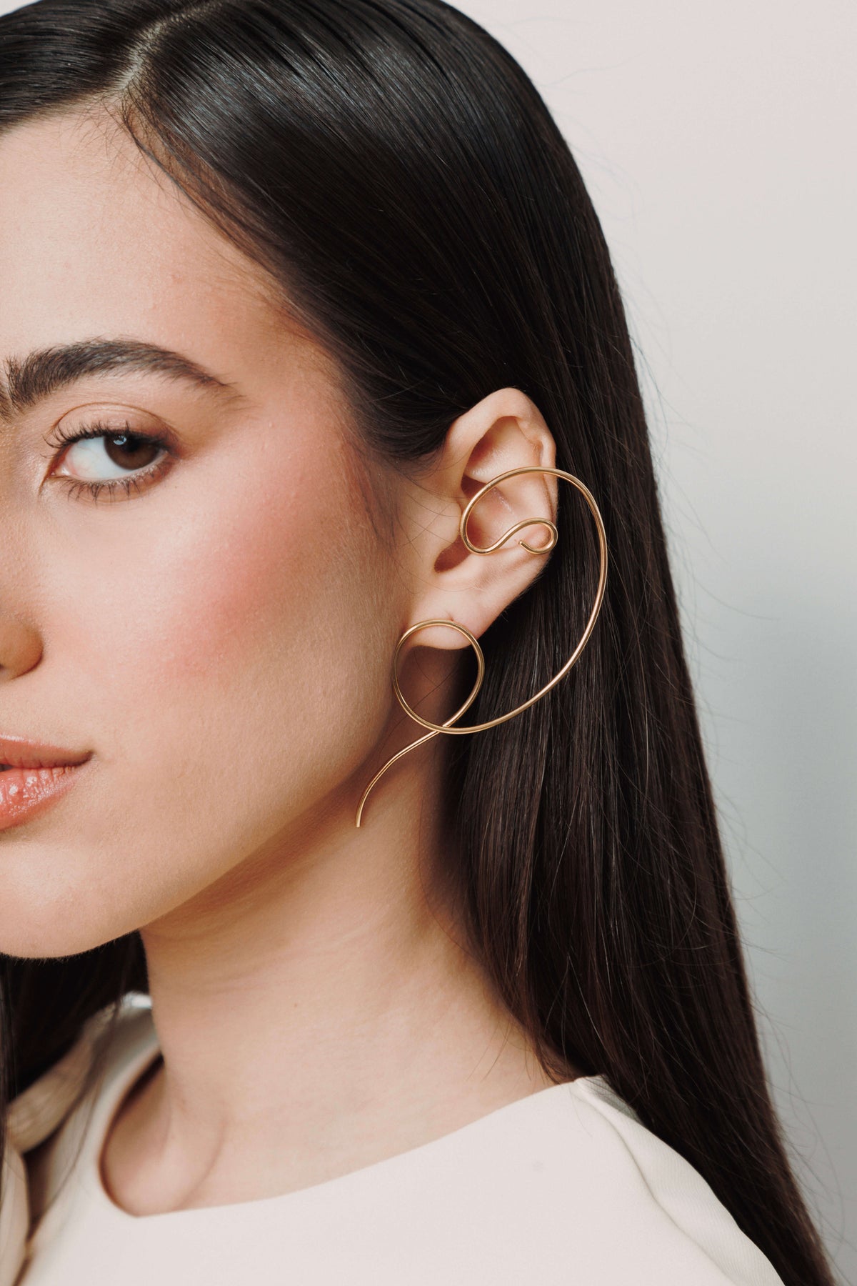 Maya sculptural wire ear climber earrings, photo 5 of 7