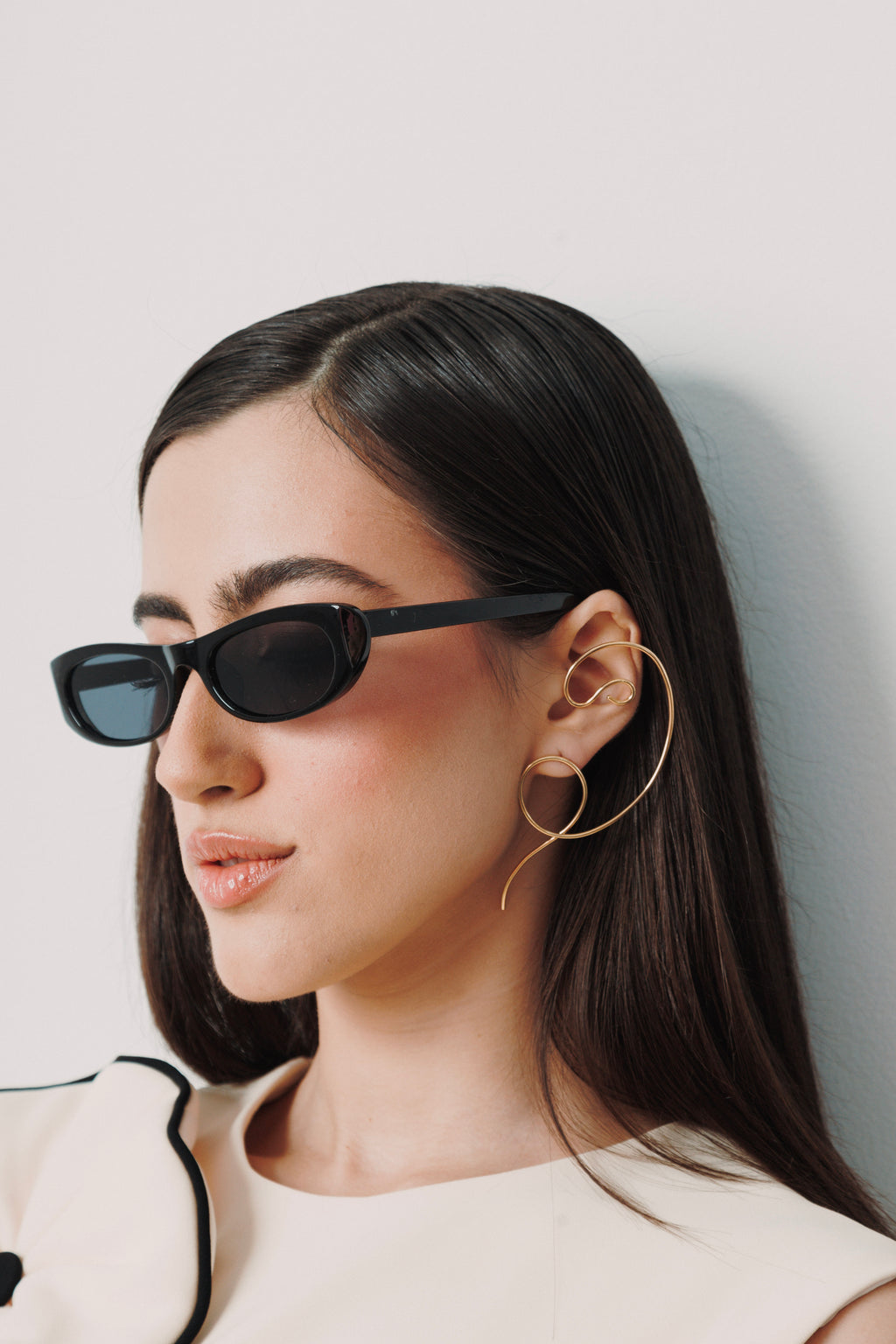 Maya sculptural wire ear climber earrings, photo 7 of 7