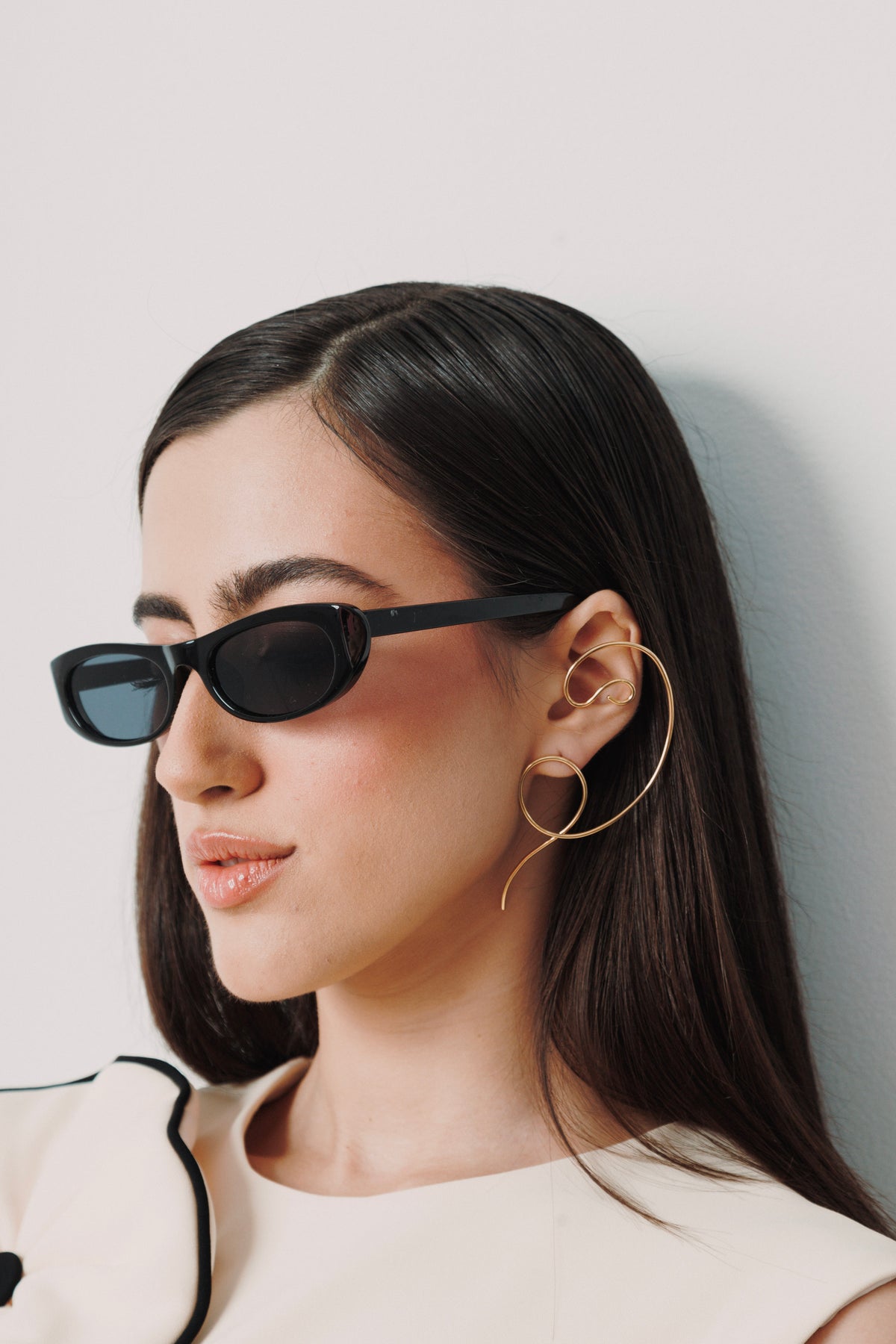 Maya sculptural wire ear climber earrings, photo 7 of 7
