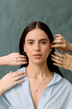 Chloe Set: rectangular zirconia necklace and stud earrings, photo 5 of 17