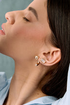 Chloe Set: rectangular zirconia necklace and stud earrings, photo 4 of 17