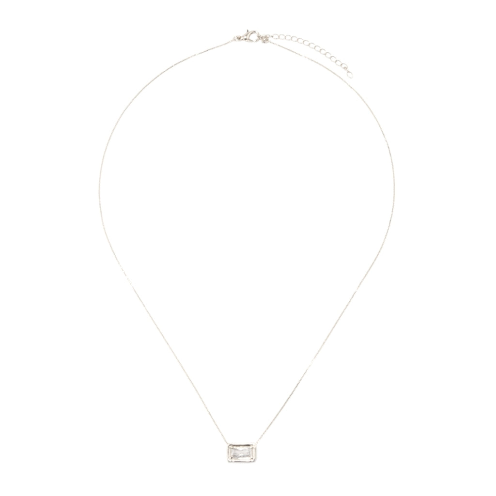 Chloe Set: rectangular zirconia necklace and stud earrings, photo 14 of 17
