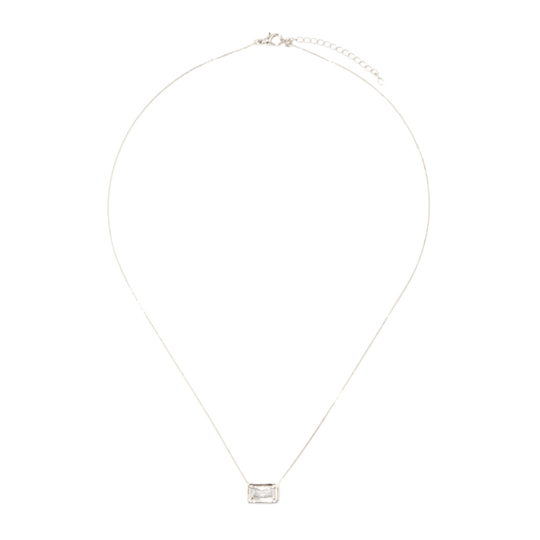 Chloe Set: rectangular zirconia necklace and stud earrings, photo 14 of 17