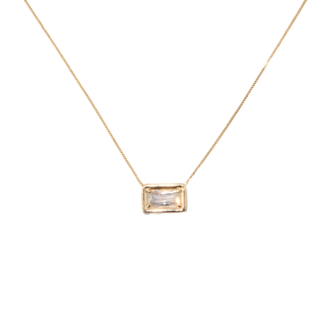 Chloe Venetian chain necklace with rectangular zirconia pendant