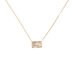Chloe Venetian chain necklace with rectangular zirconia pendant