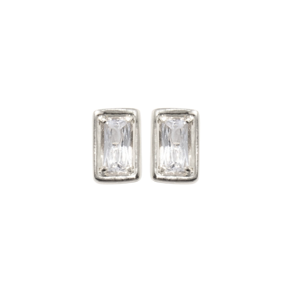 Chloe Set: rectangular zirconia necklace and stud earrings, photo 15 of 17