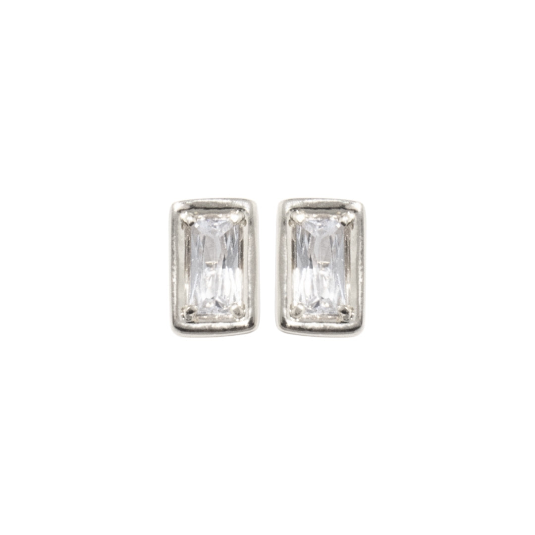 Chloe Set: rectangular zirconia necklace and stud earrings, photo 15 of 17