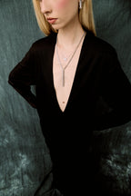 Chloe Set: rectangular zirconia necklace and stud earrings, photo 10 of 17