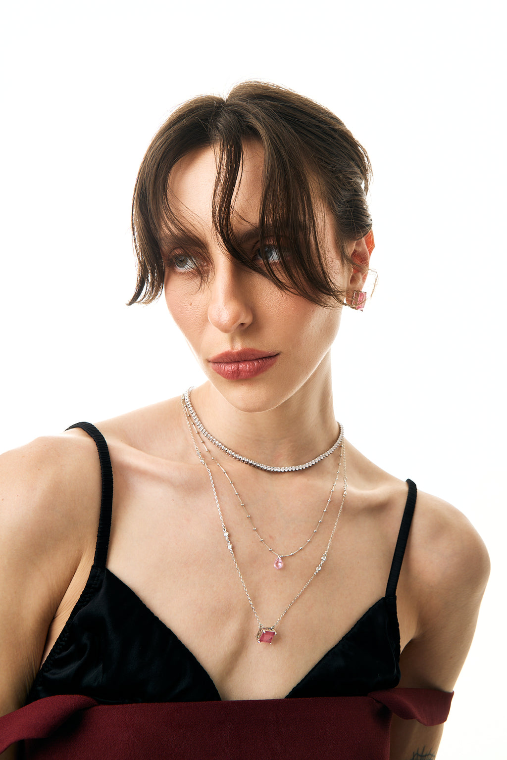 Selena Set: faceted coloured stone necklace and earrings, photo 8 of 9