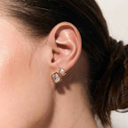 Ana Set: rectangular zirconia stud earrings and Venetian chain necklace, photo 6 of 9