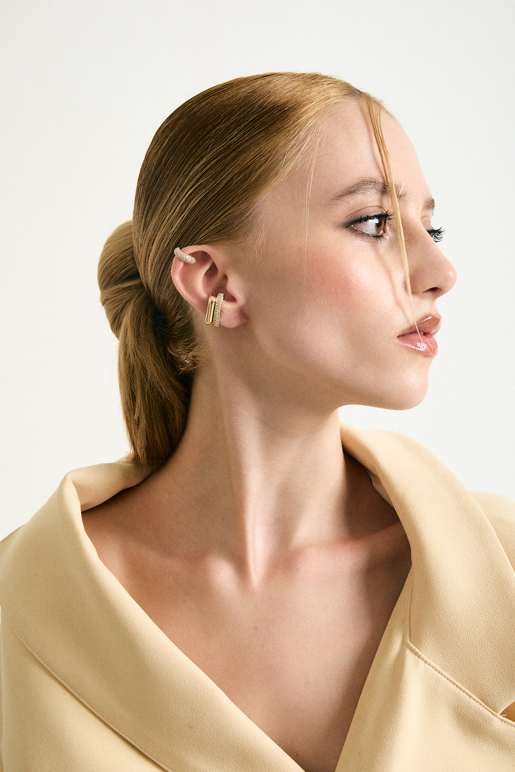 Harmony ear cuff set with zirconia and polished cuffs, no piercing, photo 4 of 9