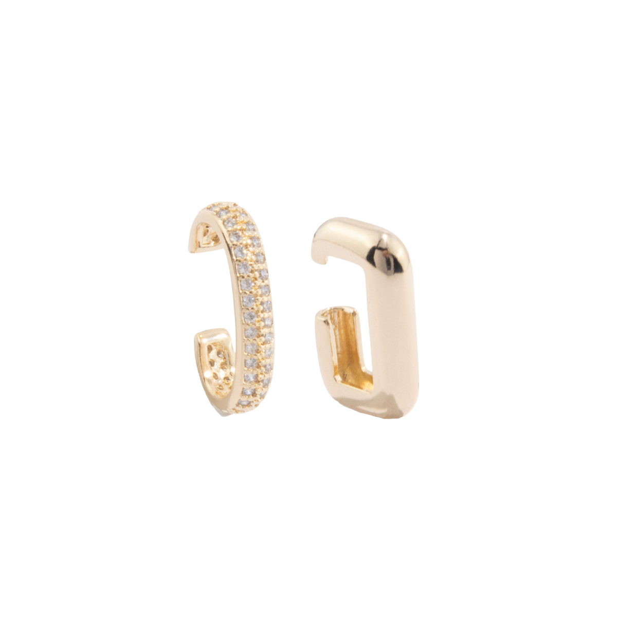 Harmony ear cuff set with zirconia and polished cuffs, no piercing