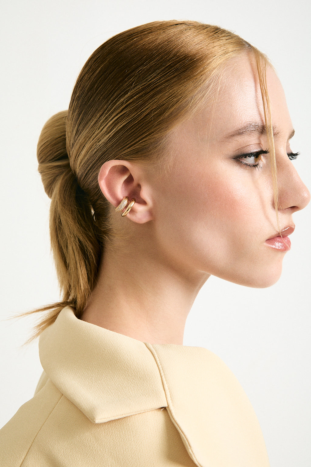 Heaven ear cuff set with pave and polished cuffs, no piercing, photo 3 of 4