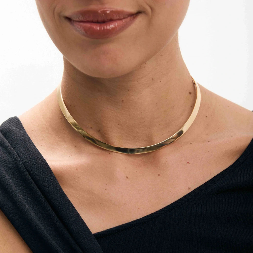 Camille rigid choker necklace in 18k gold plating, photo 2 of 5
