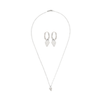 L'Amour Set: heart zirconia necklace and click hoop earrings