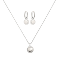 Solene Set: zirconia medallion hoop earrings and necklace