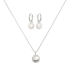 Solene Set: zirconia medallion hoop earrings and necklace