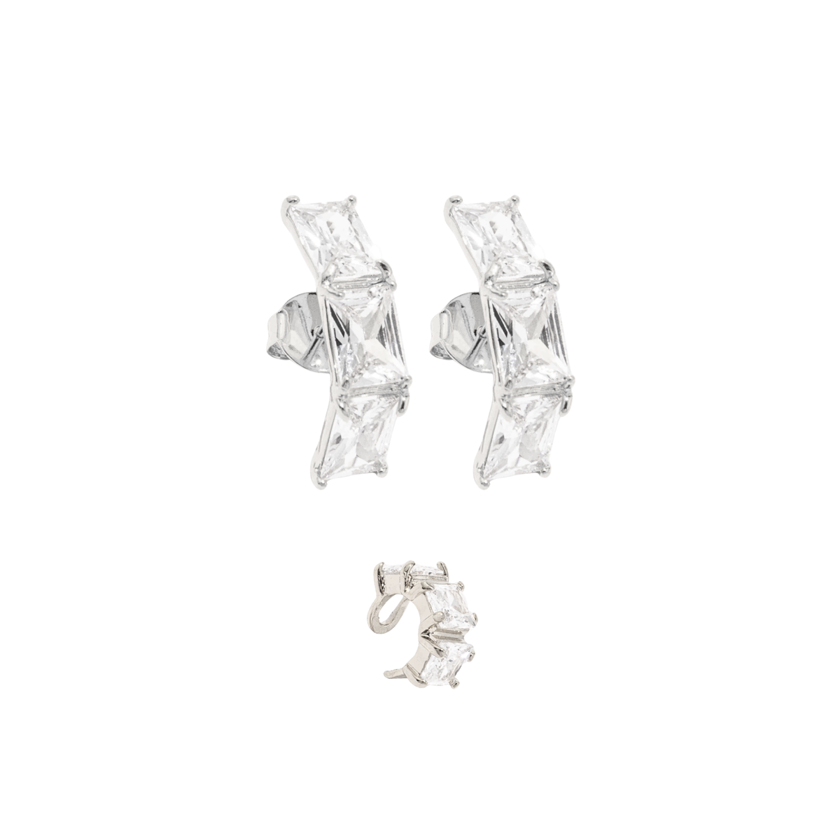 Sophia Ear Set: zirconia ear hook earrings and matching ear cuff